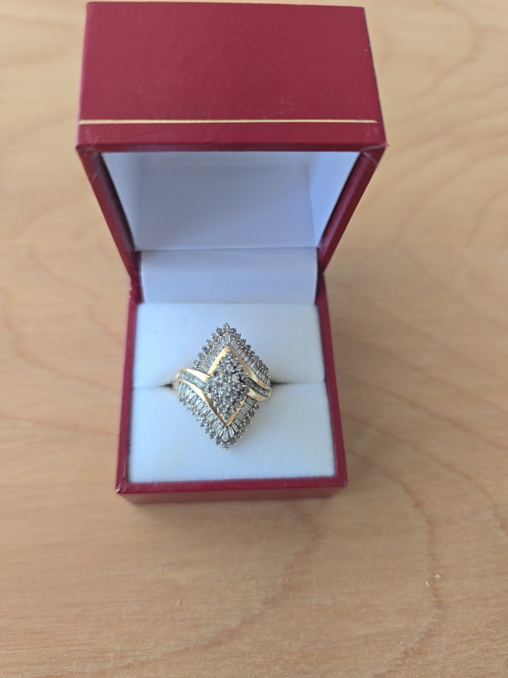 Gold and Silver Tone Diamond Cluster Cocktail Ring - Women's Fashion Ring